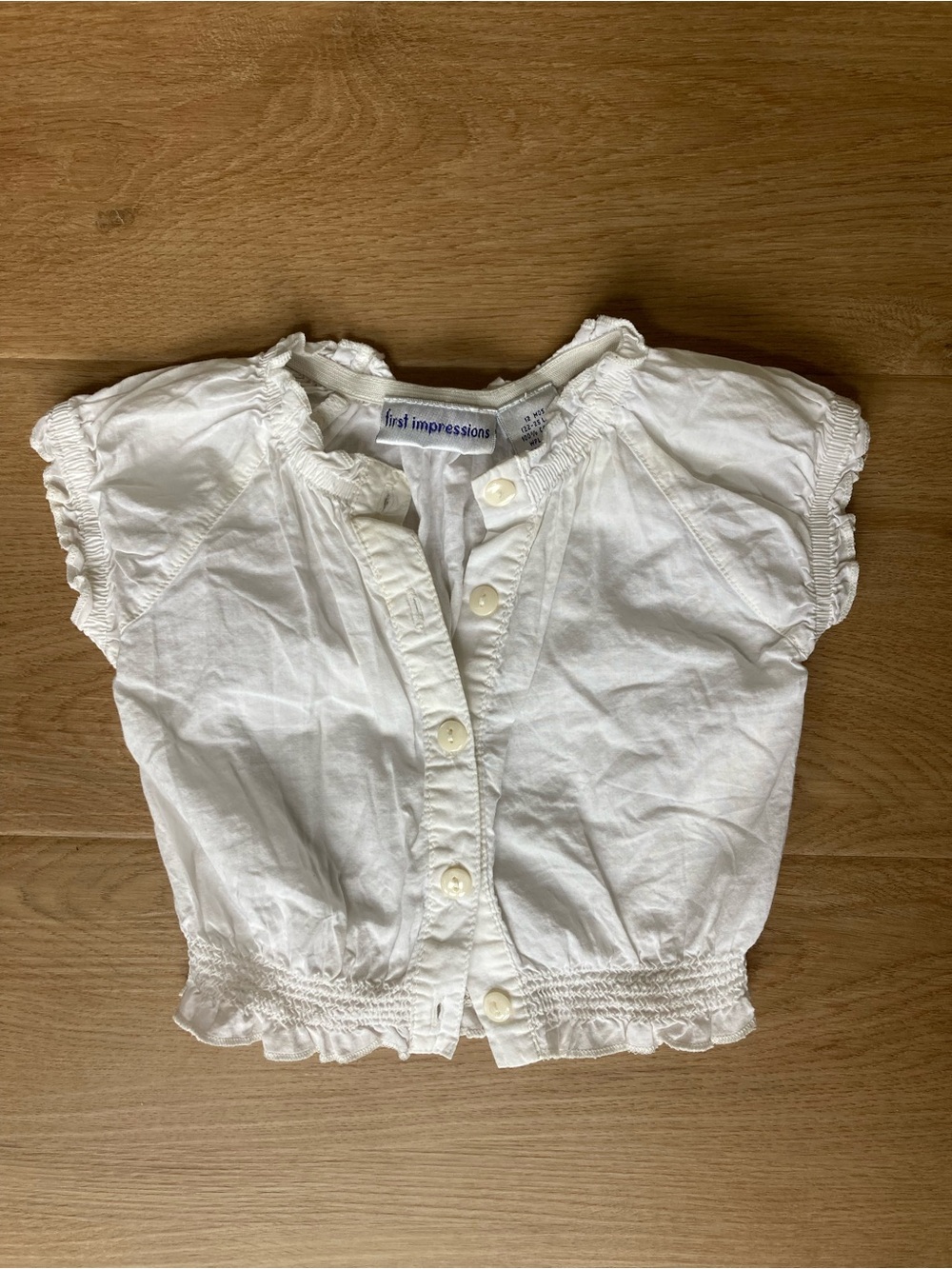 First Impressions Vintage Button Front Peasant Baby Blouse 12m